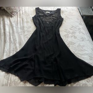 Vintage 90s Black Chiffon Handkerchief Hem Slip Dress 12 Whimsigoth Fairy Formal